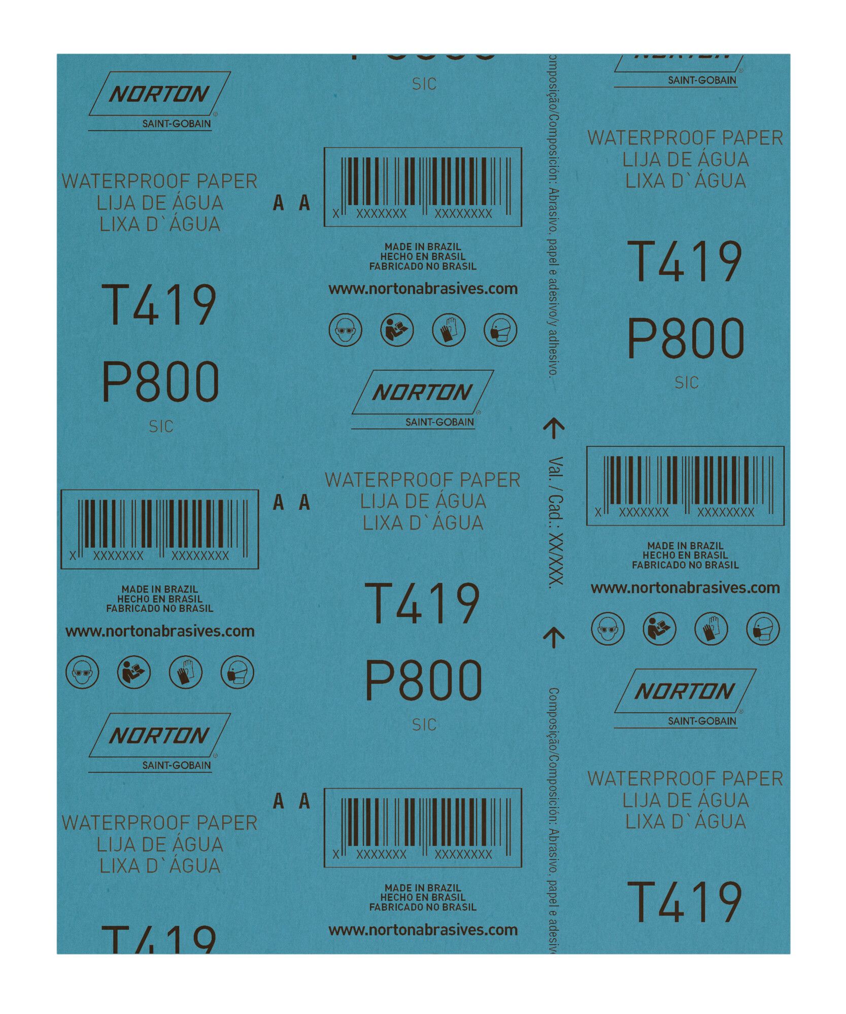 Coli abrazive T419 Wet&Dry, 230x280mm, Norton, P800